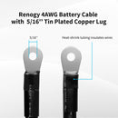 Renogy RNG-BatteryCb-12in-4 - 12In 4AWG Copper Battery Interconnect Cable for 5/16 in Lugs