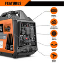 Generador inversor de gasolina Genmax GM4000iSAPC de 4000 vatios, motor ultrasilencioso de 145 cc, compatible con EPA y CARB, función de modo ecológico