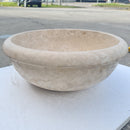 Crema Antiqua Travertine Natural Stone Drop-in Sink Honed and Filled (D)16" (H)6"-Clearance