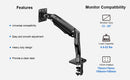 ErgoAV-Ergolink single arm monitor mount arm with built in USB-C docking station up to 35" monitor