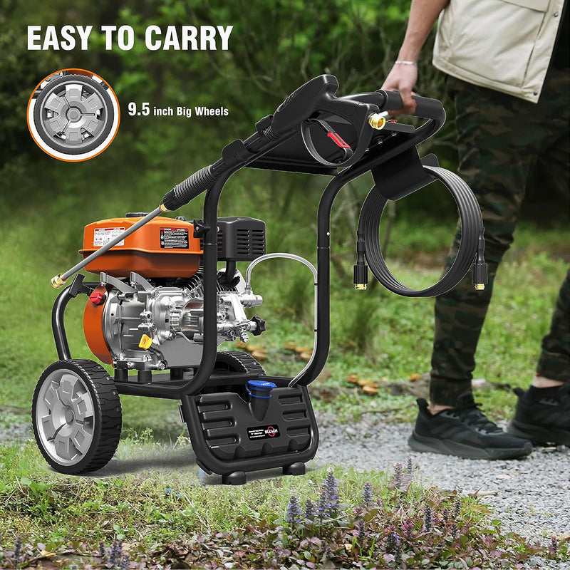 Genmax GMGPW3200-B Gas Pressure Washer 3200 PSI and 3 GPM, 5 QC Nozzle Tips and Onboard Soap Tank