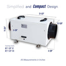 Deshumidificador de alto rendimiento y grado comercial para toda la casa, con capacidad de 70 pintas por día, de 115 V y conductos Pioneer® QHD070