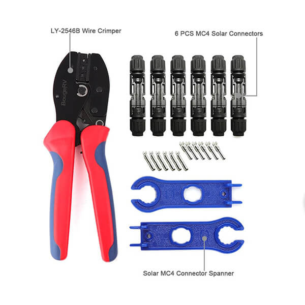 BougeRV Solar Connectors Crimp Tool Kit for 10/11/12/13 AWG Solar Wire 6 Pairs