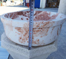 Natural Stone Tiger Marble Self-Rimming Vessel Sink Polished D: 16" H: 6"