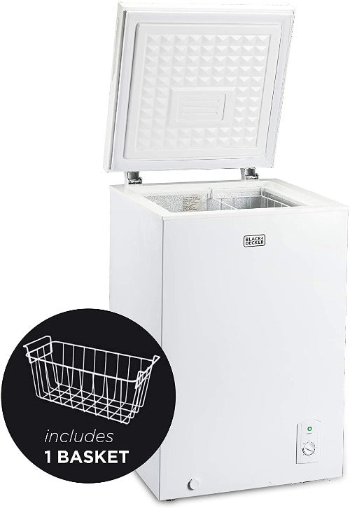 Chest Deep Freezer 3.5 Cu Ft Frozen Food Storage Ice Fridge With Basket,  Black N