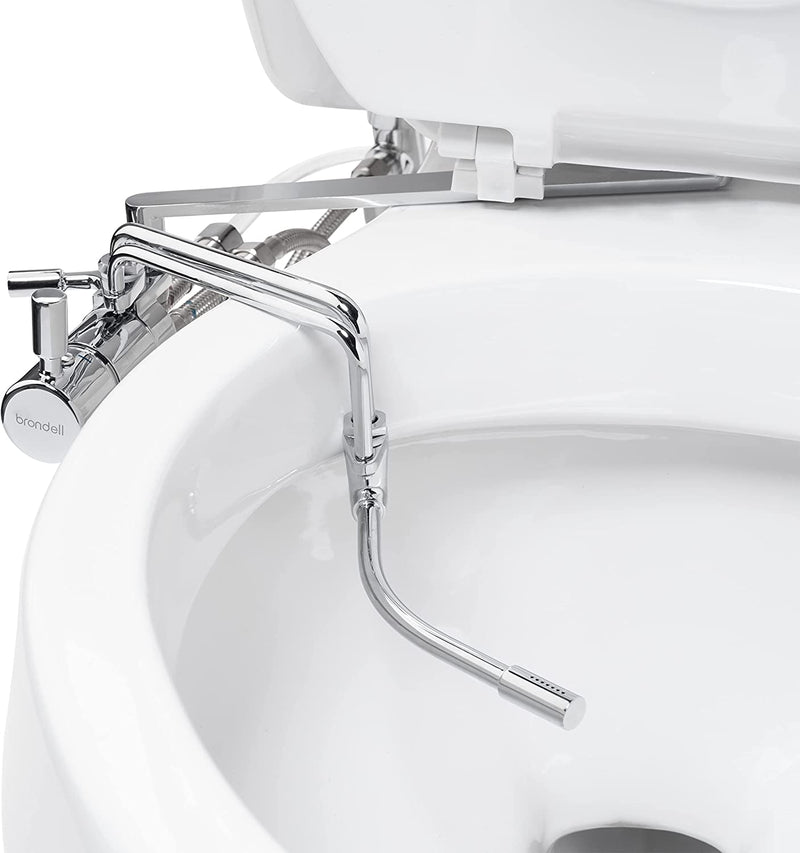 Brondell Side-Mounted All Metal Attachable Bidet with Adjustable Spray Wand, Dual Temperature