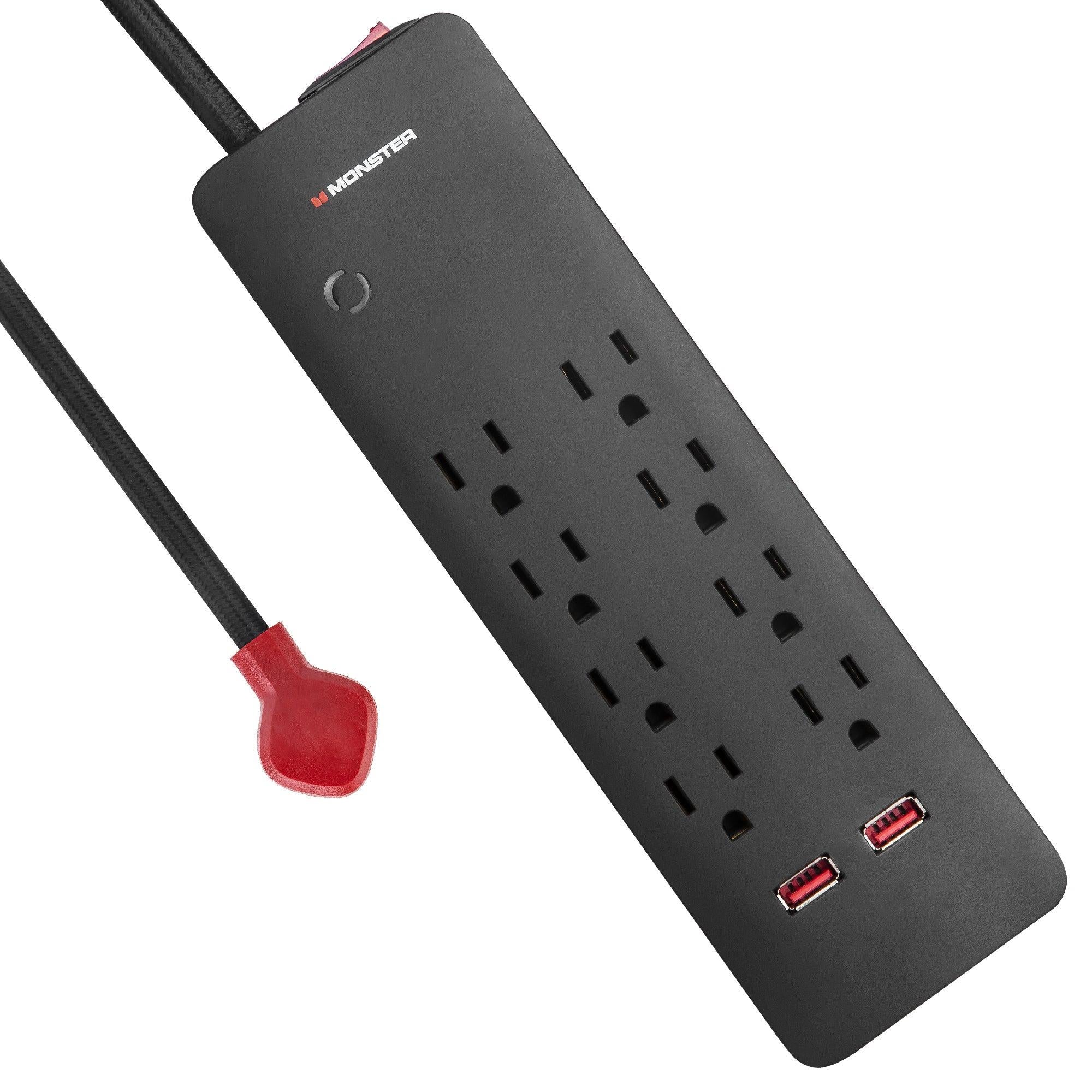 Monster 2000 Joules 8 AC Outlet & 2 USB Port Surge Protector Wellbots