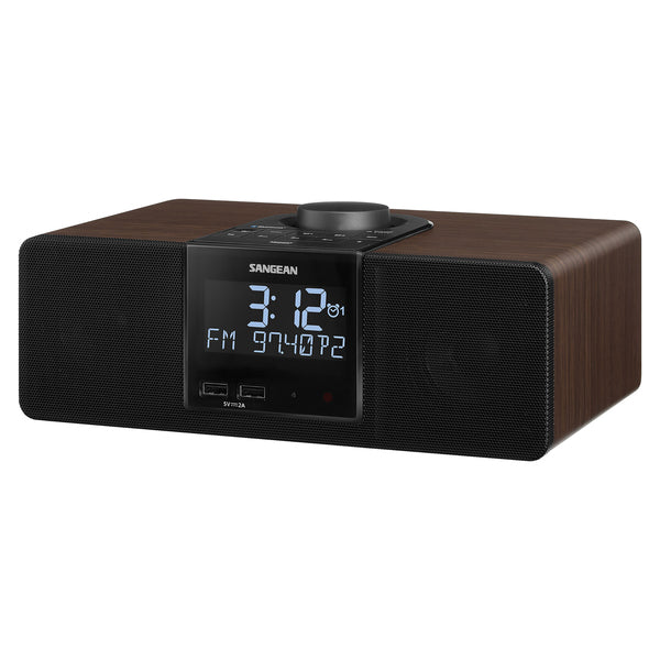 Sangean RCR40 AM/FM Bluetooth Tabletop Wooden Clock Radio with Alarm