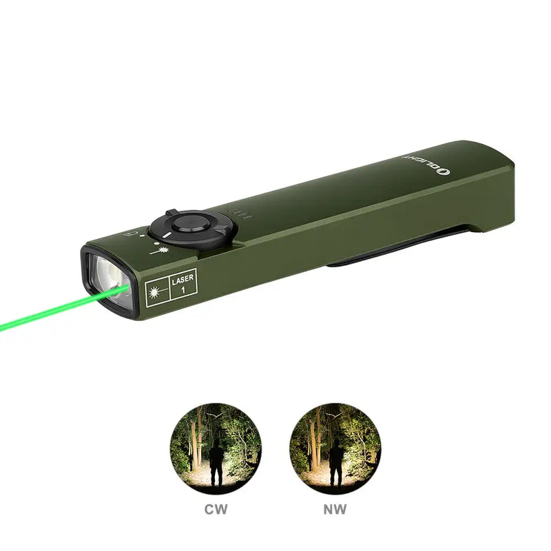 Olight Arkfeld Flat Flashlight with Green Laser & White Light