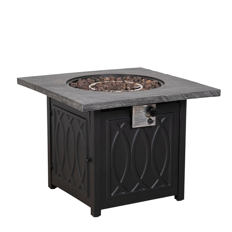Pizzello FOP-210020 35'' Outdoor Auto-Ignition Propane Gas Fire Table with Waterproof Cover for Patio Courtyard Balcony