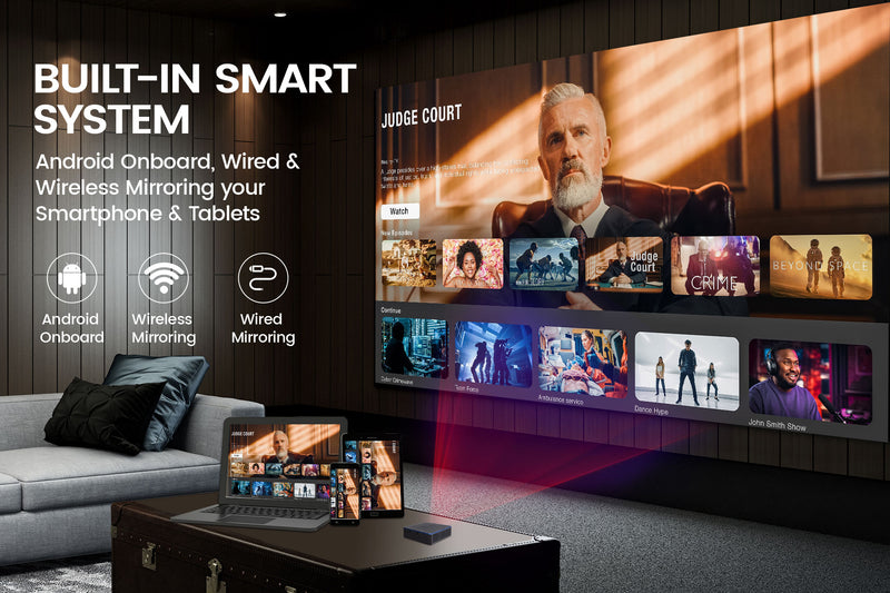 AAXA M8 Laser Smart Projector, 1080P Native, 1200 Lumens, USBC & Wireless Mirroring, Android onboard