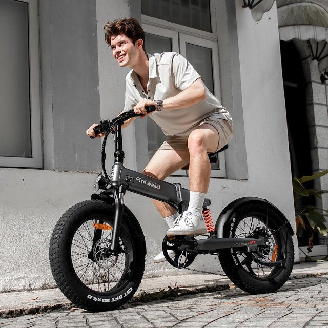Bicicleta eléctrica Thunder de 1 pie con neumáticos anchos y 5 ruedas para adultos: motor de 1000 W de potencia máxima