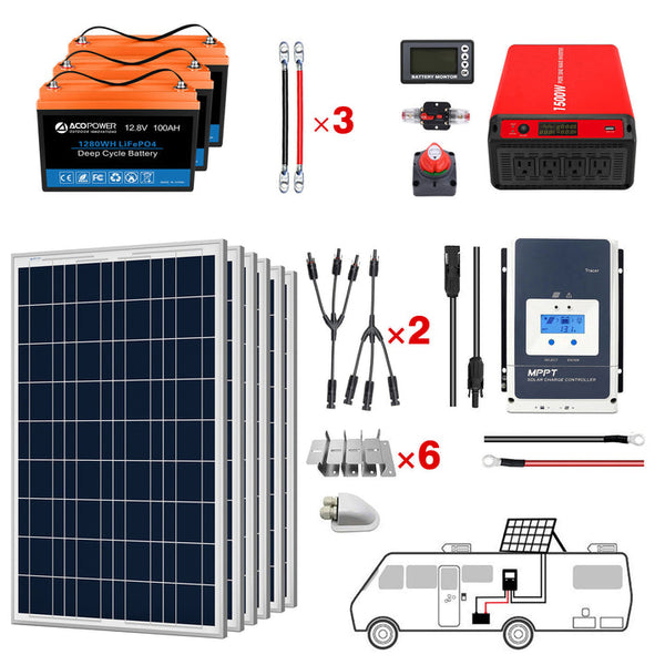 Acopower 100W poly
300Ah/1.5kW
(3x100Ah) Li300Ah P600w