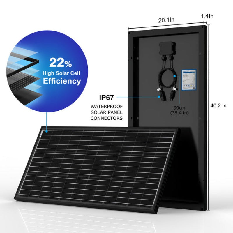 Acopower 100W mono
200Ah/1.5kW
(2x100Ah) Li200Ah M800w