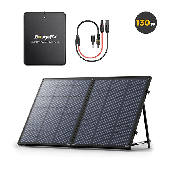 BougeRV 130W 12V Mono Foldable Solar Panel (Lightweight and Portable)