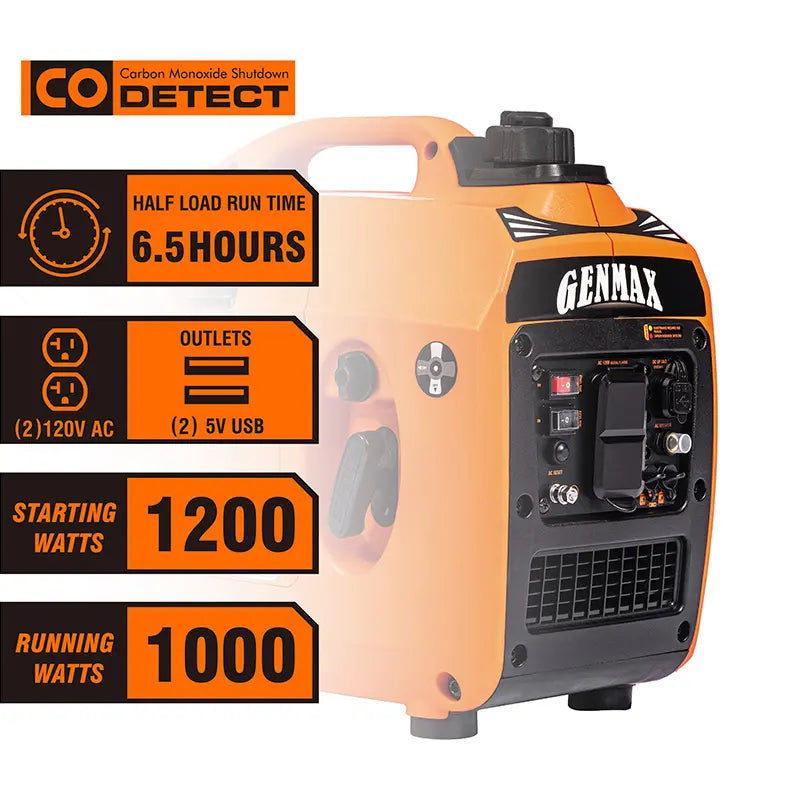 Genmax 1200 Watt Gasoline Inverter Generator GM1200i