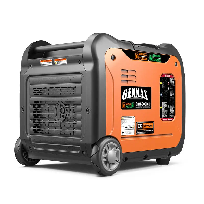 Generador inversor portátil Genmax GM6000iED, motor portátil de combustible dual súper silencioso de 6000 W