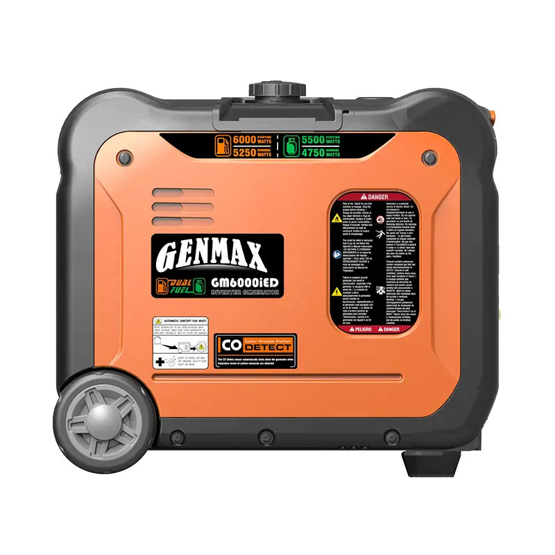 Generador inversor portátil Genmax GM6000iED, motor portátil de combustible dual súper silencioso de 6000 W