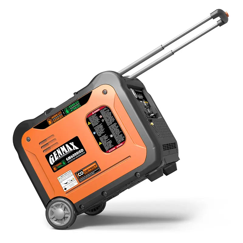 Generador inversor portátil Genmax GM6000iED, motor portátil de combustible dual súper silencioso de 6000 W