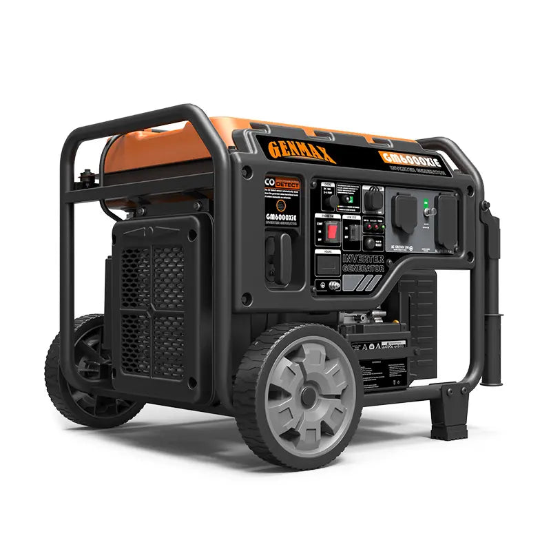 Generador inversor portátil Genmax GM6000XiE de 6000 W, con motor de alta velocidad a gas y marco abierto con arranque eléctrico
