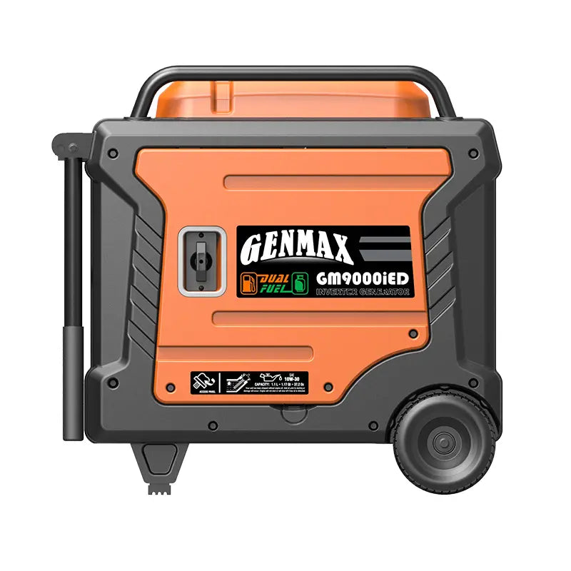 Generador inversor portátil Genmax GM9000iED, motor portátil de combustible dual súper silencioso de 9000 W con capacidad paralela