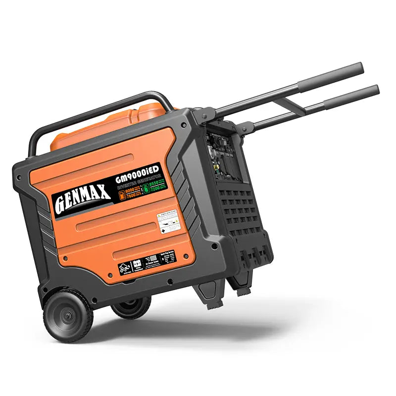 Generador inversor portátil Genmax GM9000iED, motor portátil de combustible dual súper silencioso de 9000 W con capacidad paralela