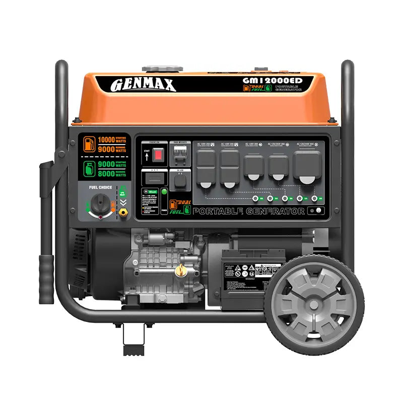Genmax GM12000ED Dual Fuel Portable Generator 12000 Watt Gas or Propan
