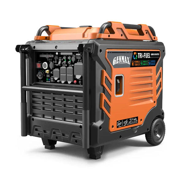 Genmax GM10500iETC Tri Fuel Inverter Generator,10500-Watt 458cc Tri Fuel Gasoline Propane Natural Gas Portable 50A Generator