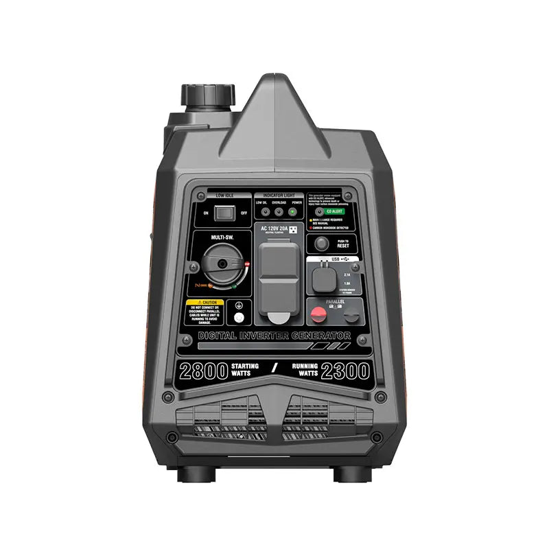 Generador inversor portátil Genmax GM2800iSAC de 2800 W, motor a gas ultrasilencioso, con sensor de CO y capacidad de conexión en paralelo