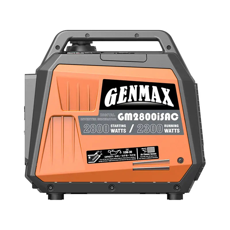 Generador inversor portátil Genmax GM2800iSAC de 2800 W, motor a gas ultrasilencioso, con sensor de CO y capacidad de conexión en paralelo