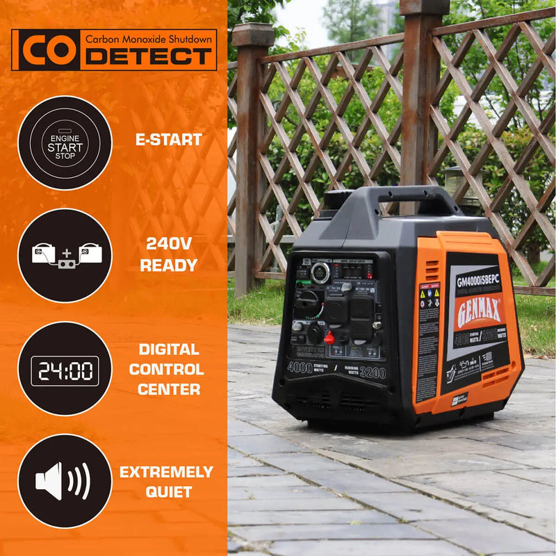 Generador inversor de gasolina de 4000 vatios con detección de CO GENMAX GM4000iSBEPC