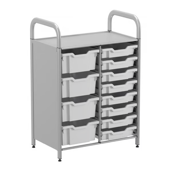 Gratnells Callero Custom Low Level 8 Shallow 4 Deep Tray Starter Unit  16.9x27.2x38.8in