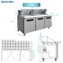 EQCHEN 72 Inch Mega Top Sandwich Prep Table Refrigerator