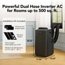 Whynter NEX Inverter 13,000 BTU Dual Hose Smart Portable Air Conditioner, Dehumidifier & Fan | ARC-1280MX