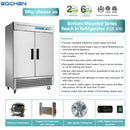 Commercial Reach in Fridge, 2 door 49Cu.ft Stainless Steel Commercial Reach in Upright refrigerator