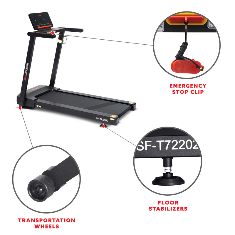 Sunny Health & Fitness Interactive Slim Auto Incline Treadmill with Bluetooth – SF-T722022