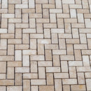 Medium Beige Travertine Tumbled Herringbone Mosaic Floor and Wall Tile - Livfloors Collection