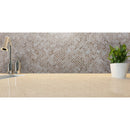 Medium Beige Travertine Tumbled Herringbone Mosaic Floor and Wall Tile - Livfloors Collection