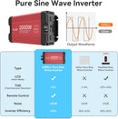 ALLWEI 2000W Pure Sine Wave Inverter - 12V DC to 110V AC Power Converter