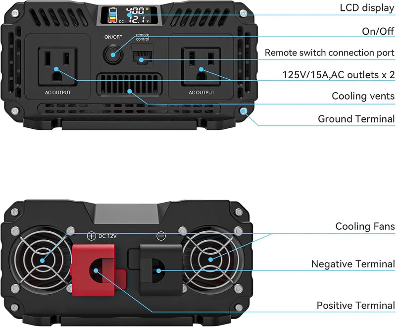 ALLWEI 2000W Pure Sine Wave Inverter - 12V DC to 110V AC Power Converter