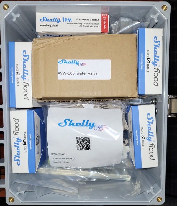 Shelly Smart Leak & Water valve kit w/4 Floods sensors