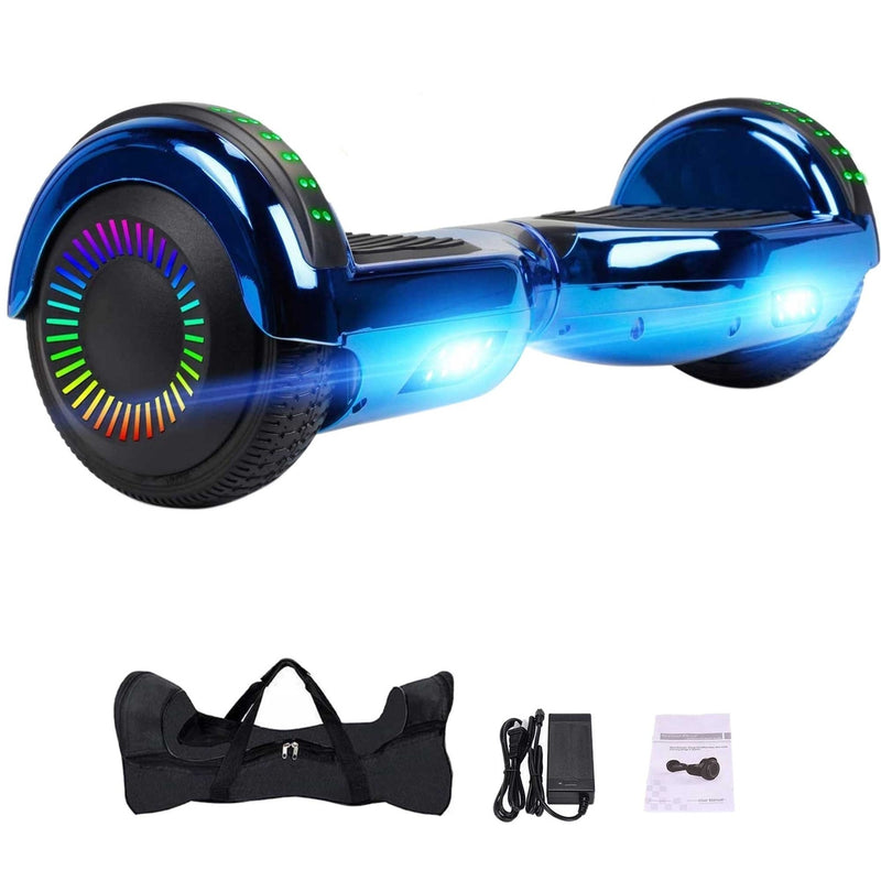 GlareWheel Hoverboard with Lights and Bluetooth Speaker - Blue