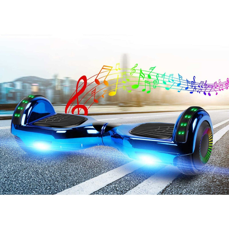 GlareWheel Hoverboard with Lights and Bluetooth Speaker - Blue