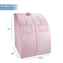 Durasage Health - Sauna de vapor portátil extragrande para bajar de peso, desintoxicarse y relajarse en casa. Incluye silla. Rosa.