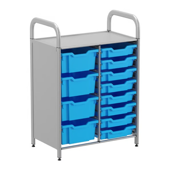 Gratnells Callero Custom Low Level 8 Shallow 4 Deep Tray Starter Unit  16.9x27.2x38.8in