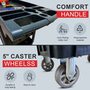 600 lbs Heavy Duty Plastic Rolling Utility Cart for Warehouse/Garage/Restaurants/Offices, HDPE Shelves, 5" Caster Wheels