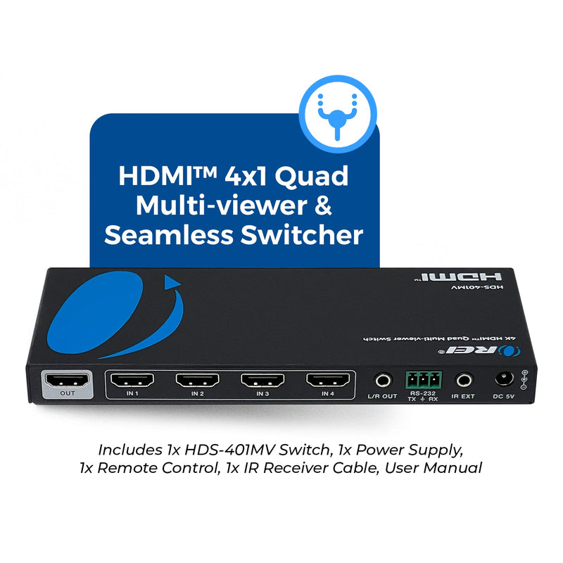 Conmutador HDMI 4x1 multivisor Ultra HD 4K con salida VGA (HDS-401MV)