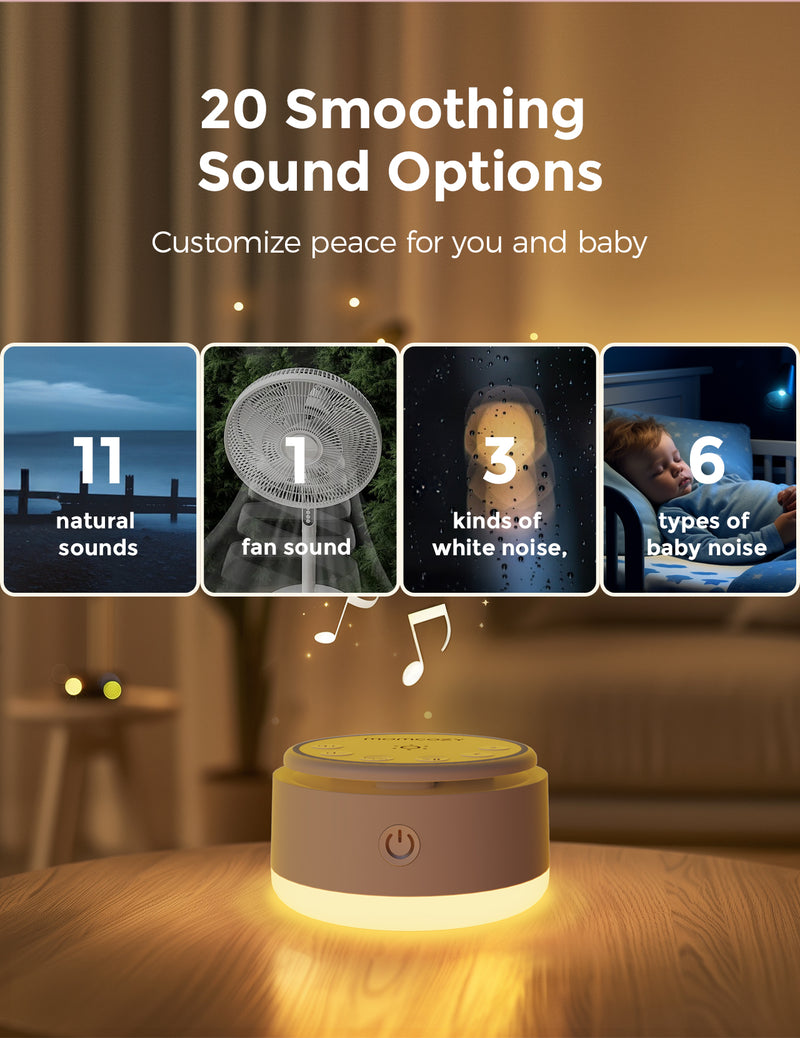 Momcozy Baby Sound Machine - Long Battery Life (Warm Light)-WN03