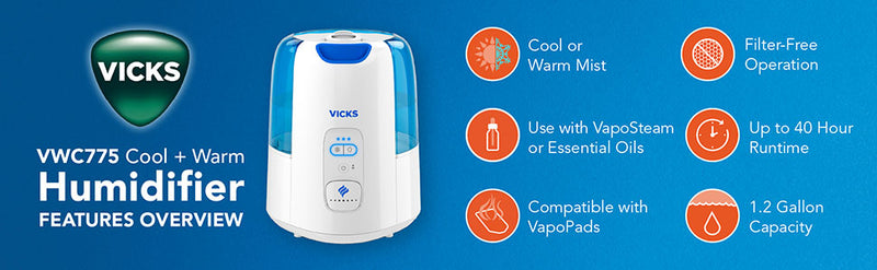 Vicks Dual Comfort Cool + Warm Mist Humidifier with Fusion Mist