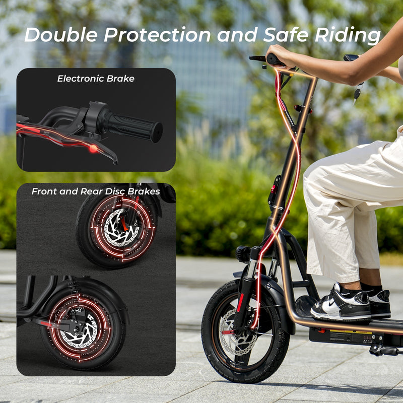 Patinete eléctrico iScooter i14 de 800 W con asiento y cesta para adultos